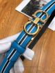 AAA Ferragamo Adjustable Belt For Women - Blue And Black Leather Gold Gancini Buckle (4)_th.jpg